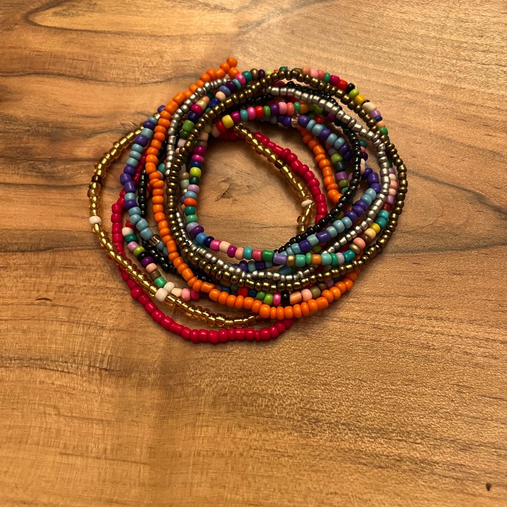 Beaded Bracelets, Multicolored, Pack of 10